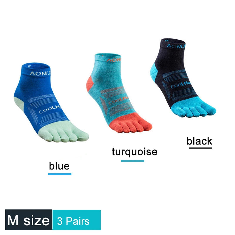 AONIJIE 3-Pair Set Breathable Five-Toe Socks – Ultralight, Low-Cut Athletic Socks for Running