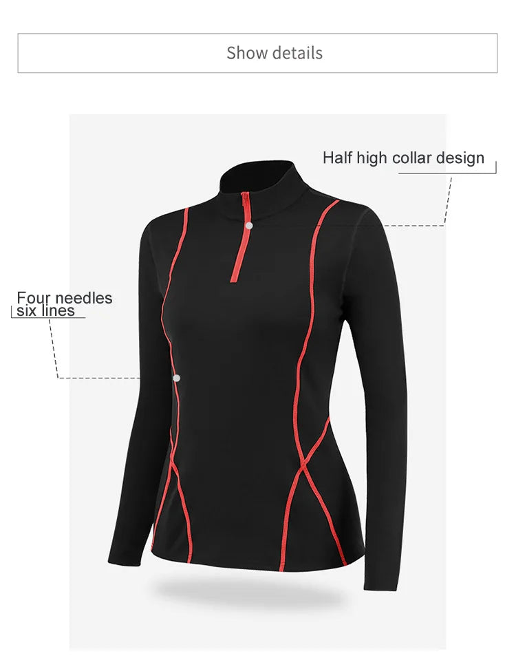Women's Running Clothing: Full Sleeve Warm Fleece Thermal T-Shirt For Sports Fitness / Rungear