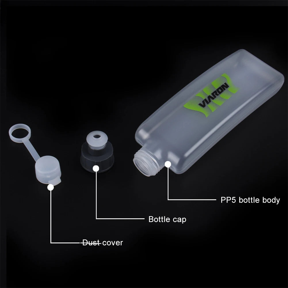 400ml Portable Water Bottle, Flat Kettle Style with Dust Cover for Hiking, Marathon, Running, Walking and Other Outdoor Sports