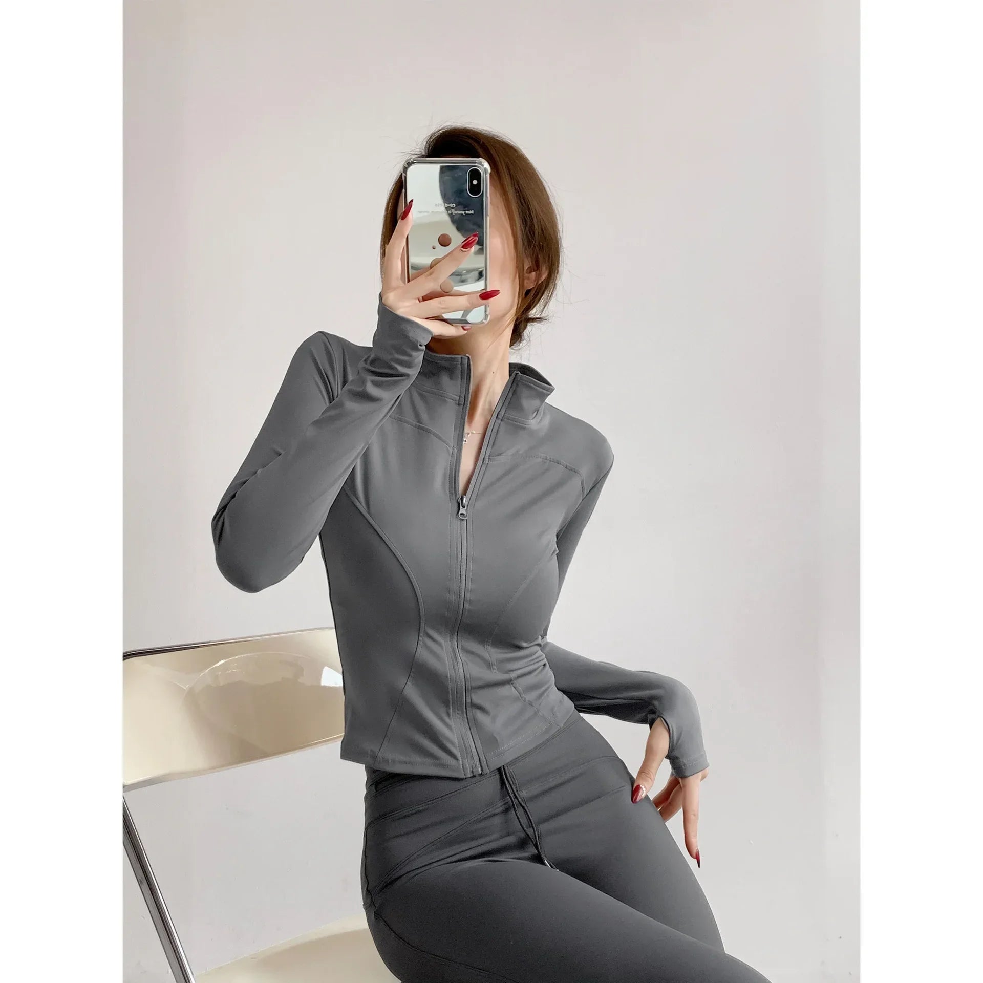 Women's Running Apparel: Quick Drying, Long Sleeved Sports Tight Fitness Top With Zipper S-3XL / Rungear