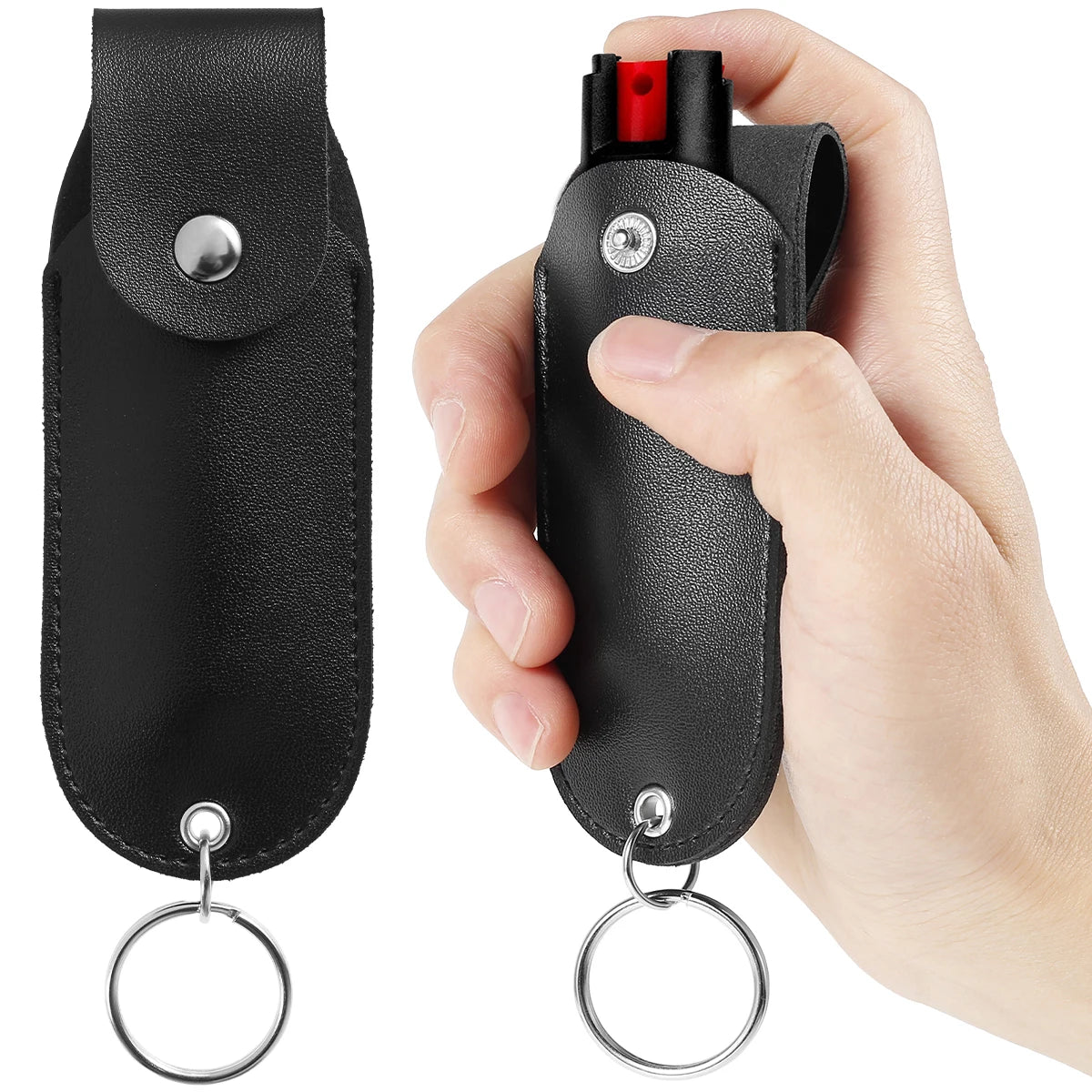 Safety Gear Accessories: PU Leather, Mini Portable Pepper Spray Keychain Pouch for Self Defense / Rungear