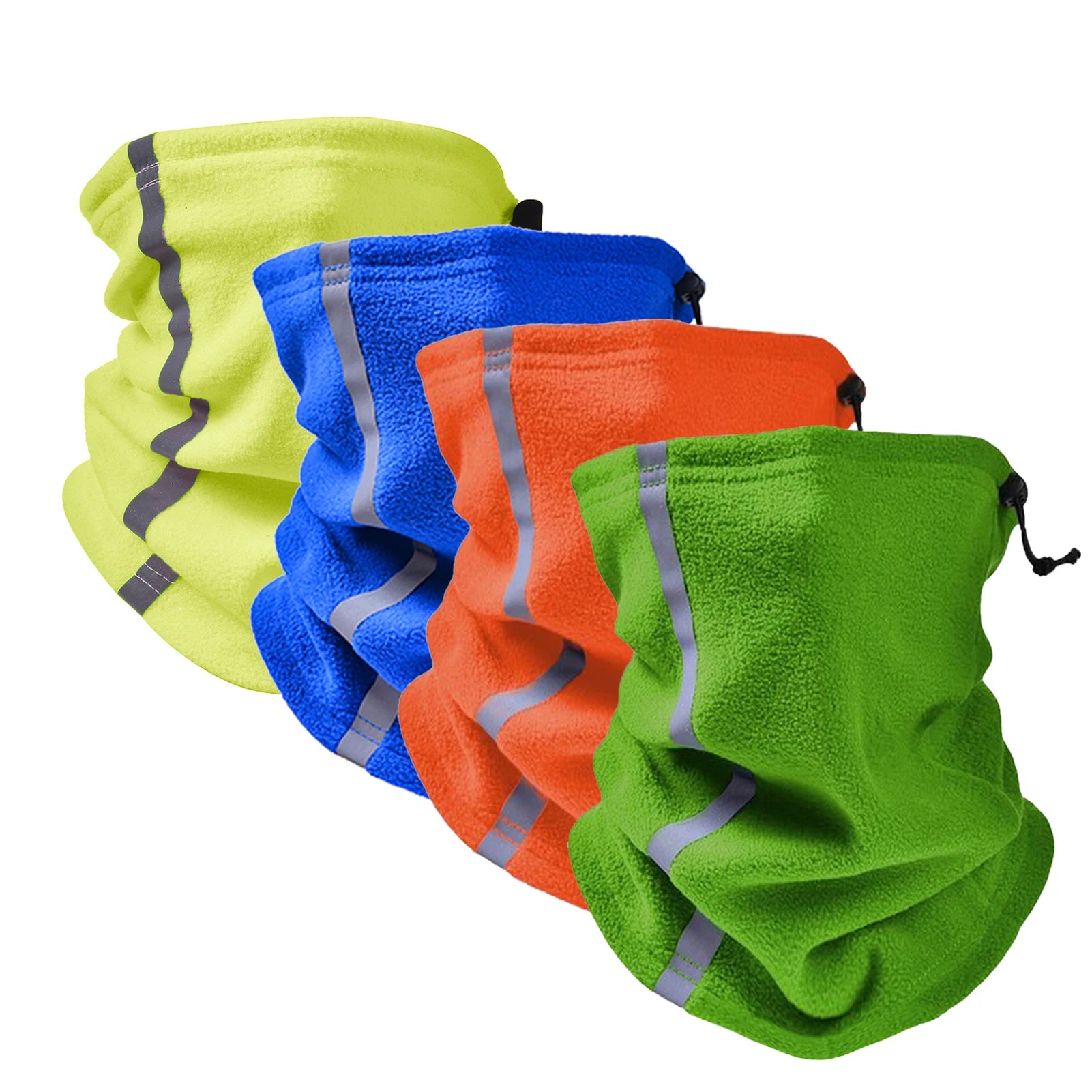 Winter Safety Apparel: Reflective, Windproof, Fleece Neck Gaiter with Adjustable Drawstring for Outdoor Sports, Hiking / Rungear