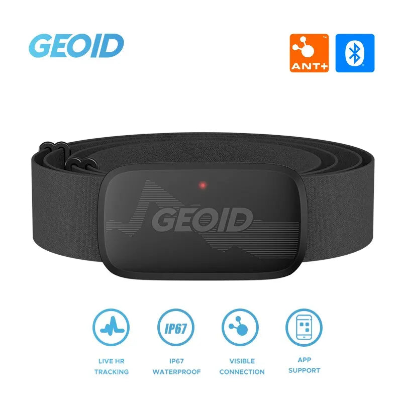 Running Tech Accessories: GEOID HS500 Heart Rate Monitor Fitness Equipment, Ant Bluetooth Heart Rate Sensor with Chest Strap, Tracking LED Light / Rungear