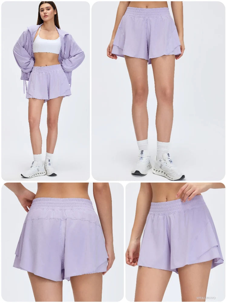 Women's High-Waisted 2-in-1 Athletic Shorts with Pocket
