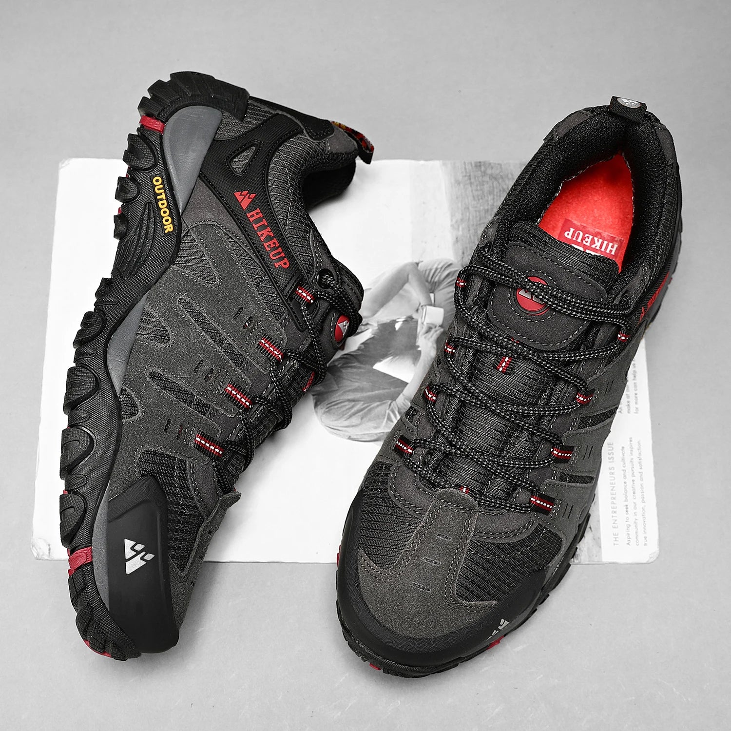 Hiking Shoe Gear: HIKEUP Men's Suede Leather, Wear-Resistant Hiking, Walking, Hunting Outdoor Shoes / Rungear