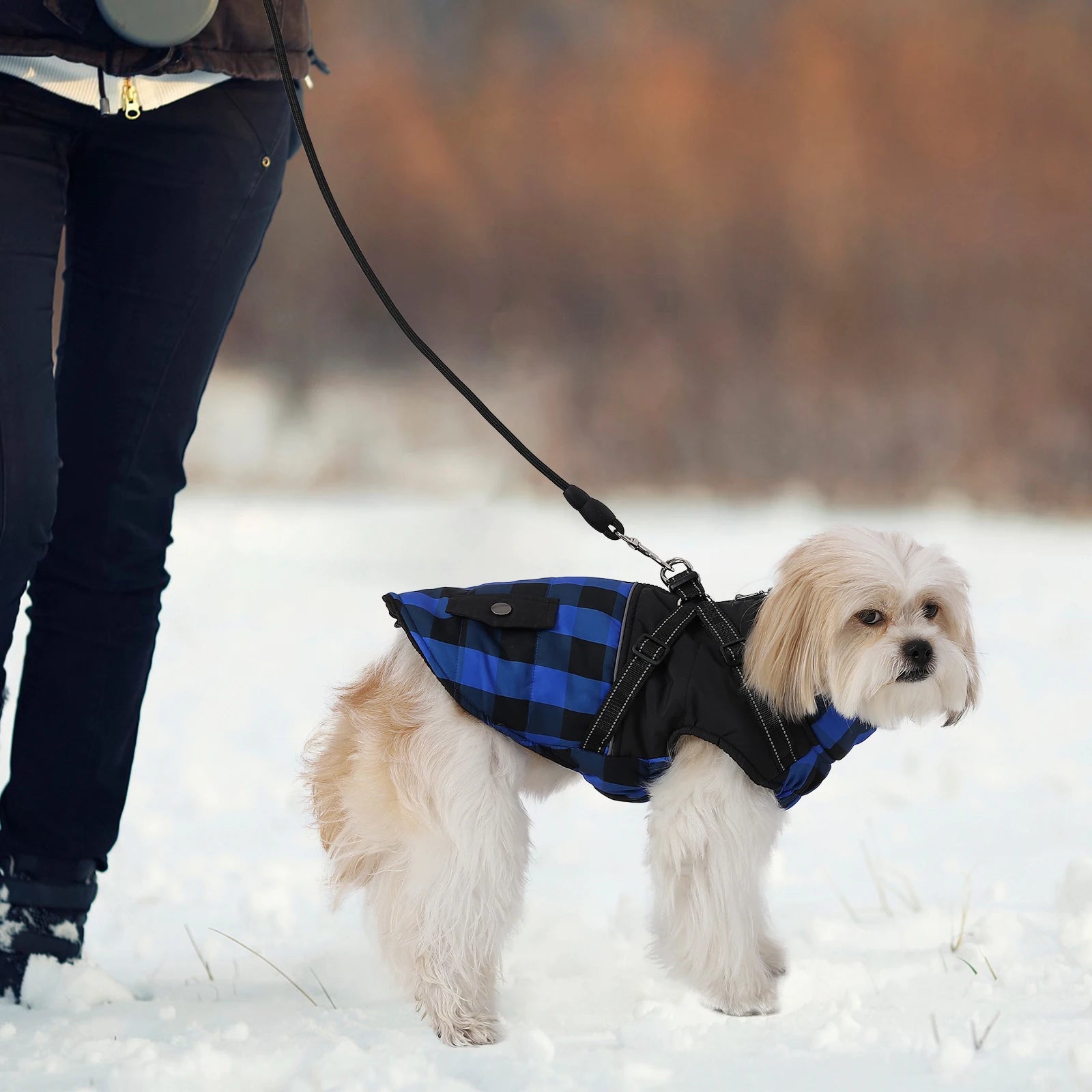 Dog Jacket Accessories: Winter Warm, Reflective, Windproof Harness With Back Zipper / Rungear