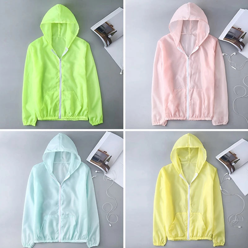 Women's Lightweight Jackets: Summer, Thin, Long Sleeved, Hooded Sun Protection Windbreaker Jackets for Outdoor Sports / Rungear