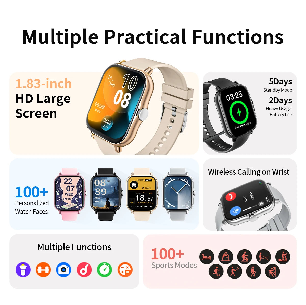 Rungear Tech Accessories: 2025 Unisex New Wireless Smartwatch With 1.83‘‘HD Screen, Call, Sports Fitness Tracker / Rungear