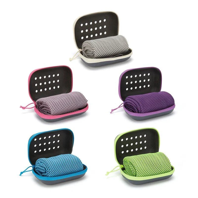 Quick Dry Towel Accessories: Soft, Breathable, Sweat Absorbent Towel with Storage Box for All Sports, Running, Gym Fitness / Rungear