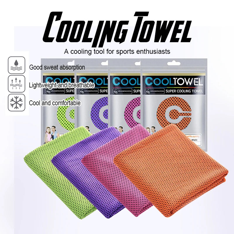 Running Accessories Gear: 4PC Cooling Towels (35.4 * 11.8 Inches), Soft Breathable Sports Towels For Fitness / Rungear
