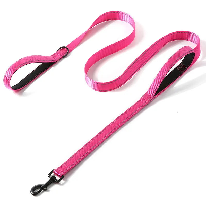 Pet Accessories Gear: 6FT Heavy Duty, Double Handle, Reflective, Nylon Dog Leash for Large Medium Dogs / Rungear