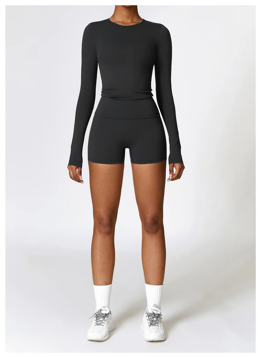 Women's Quick Dry Apparel: Breathable, Long Sleeved, Round Neck, Crop Top Workout Running, Hiking Set /  Rungear