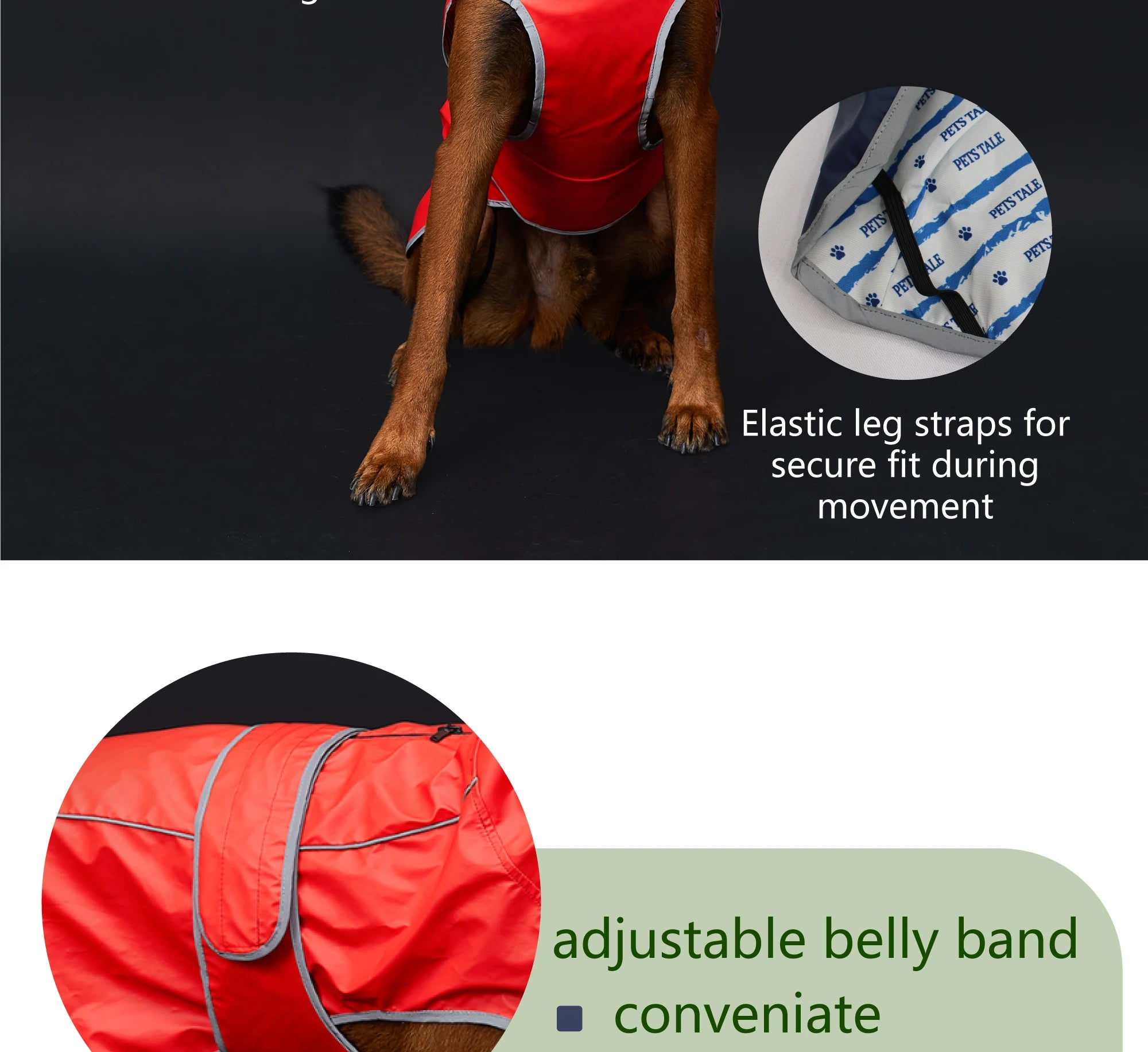 Dog Jacket Gear: Waterproof Raincoat with Reflective Strips and Adjustable Hood / Rungear