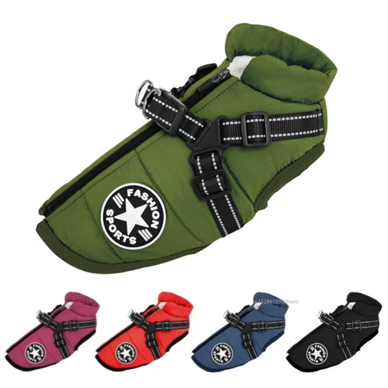Winter Dog Jackets: Warm, Waterproof Dog Jacket Vest with Harness for Small, Medium Dogs / Rungear