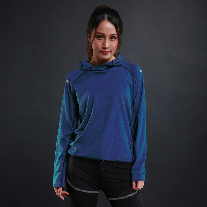 Women's Running Apparel: Quick Drying, Breathable, Long Sleeved Hooded Training T-Shirt / Rungear