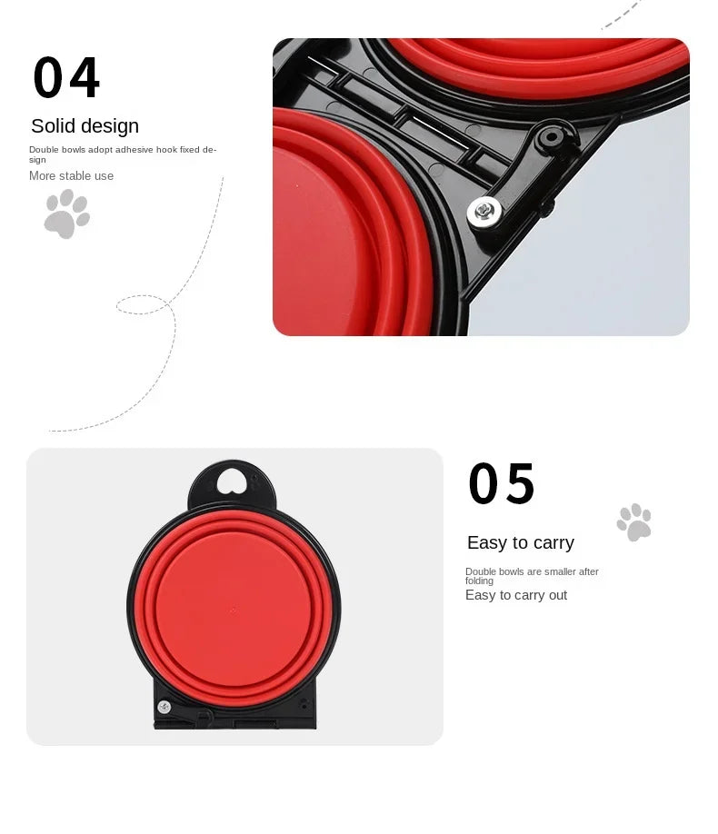 2-in-1 Foldable Portable Outdoor Travel Dual Food And Water Bowl