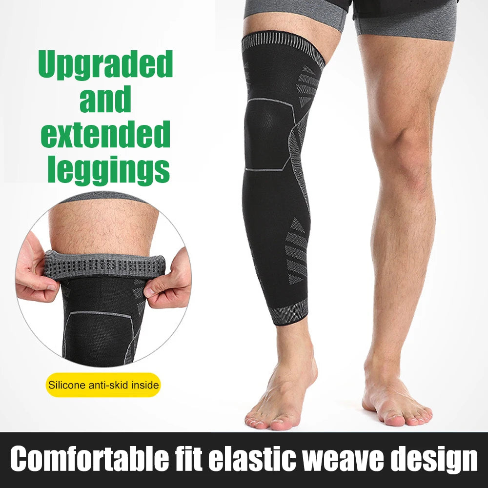 Long Full Leg Sports Brace Support Compression Sleeves For Knee Pain Relief