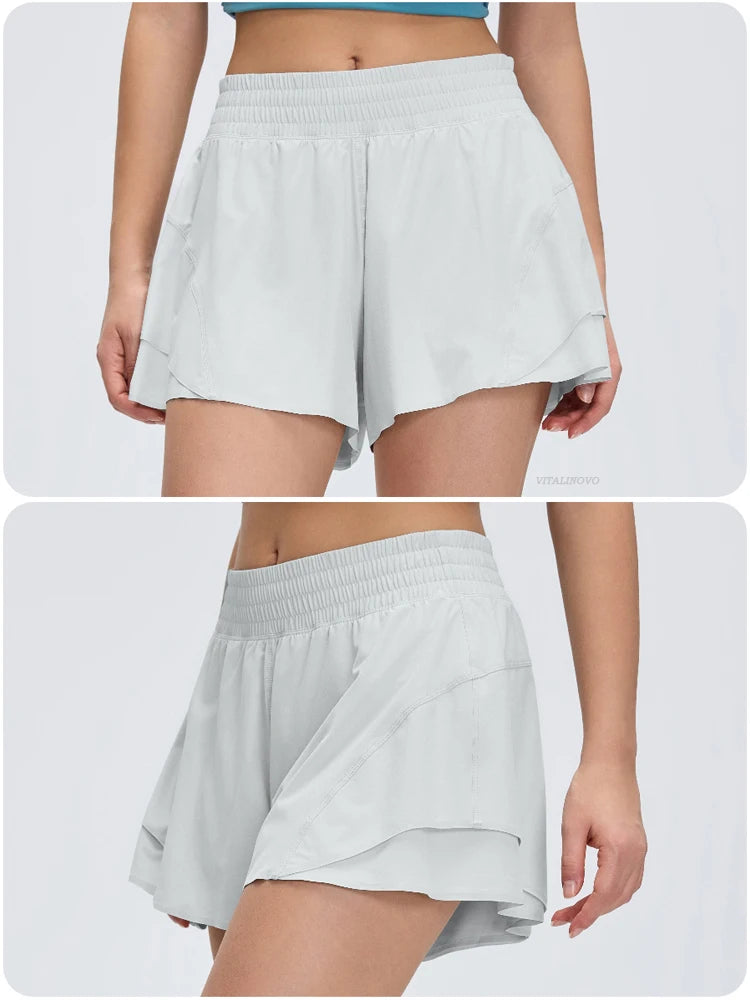 Women's High-Waisted 2-in-1 Athletic Shorts with Pocket