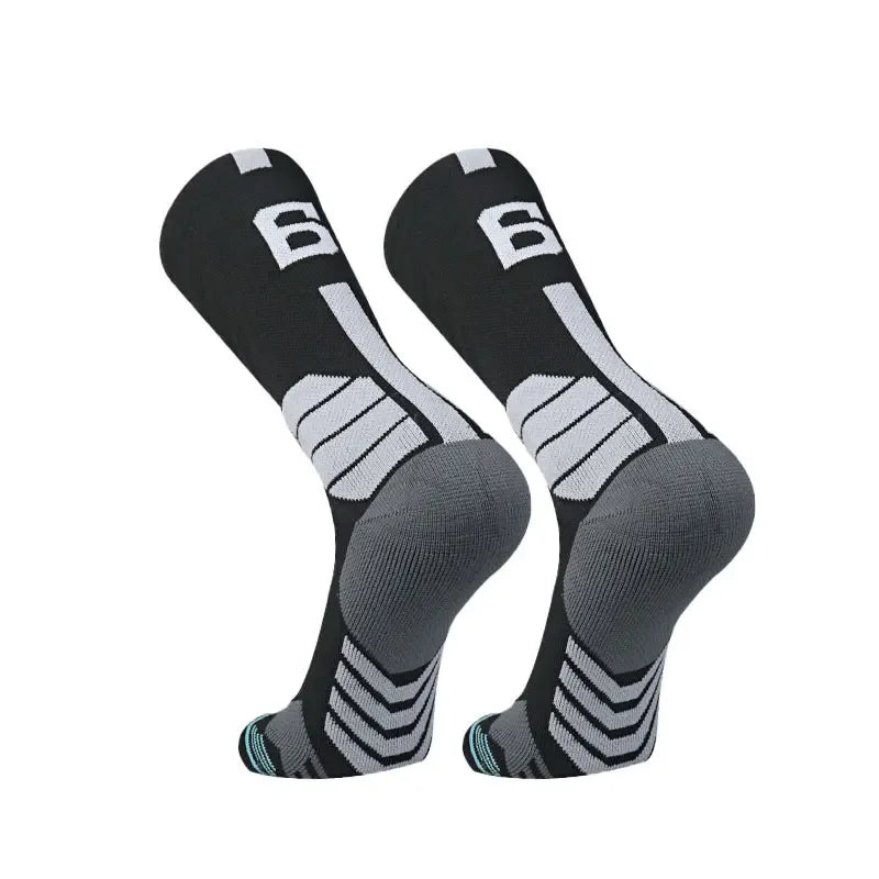 Running Compression Gear: Unisex, High Quality, Towel Bottom, Compression Sports Socks With Number Print / Rungear