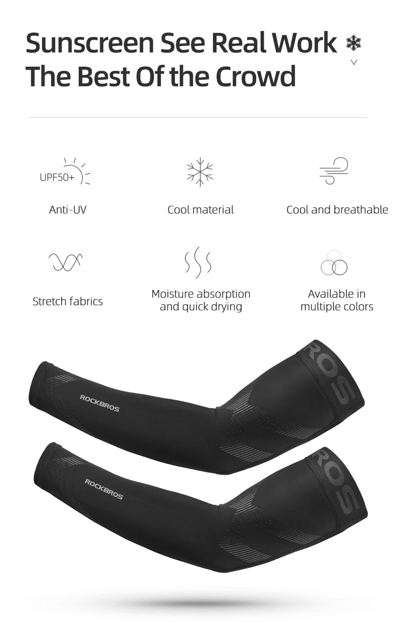 Compression Apparel Gear: ROCKBROS Breathable, Quick-Dry UV Protection Ice Fabric Sports Arm Sleeves / Rungear