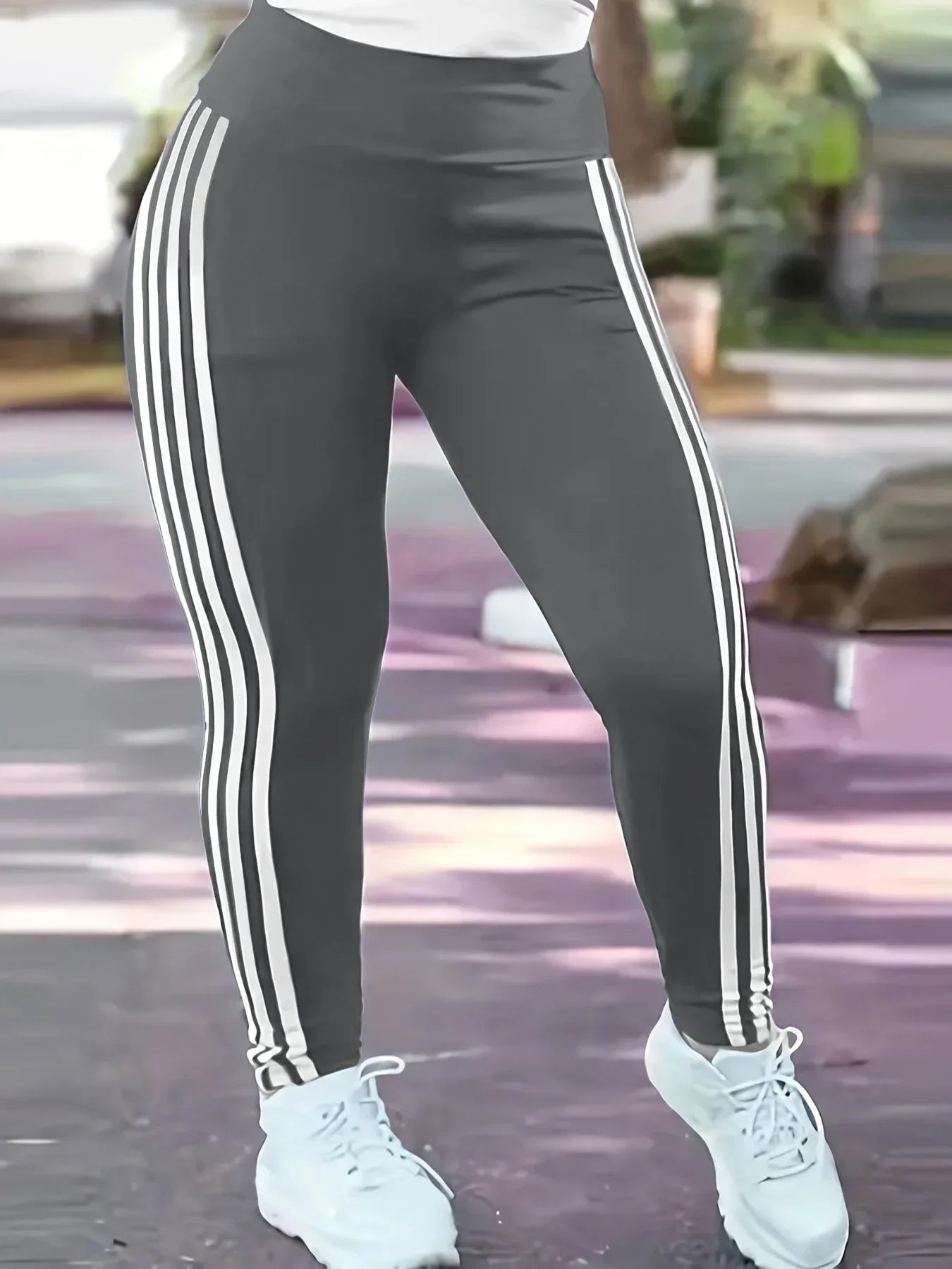 Plus Size Women's Activewear Pants: 1XL-5XL Casual, Slim, Striped Sports Running Pants / Rungear