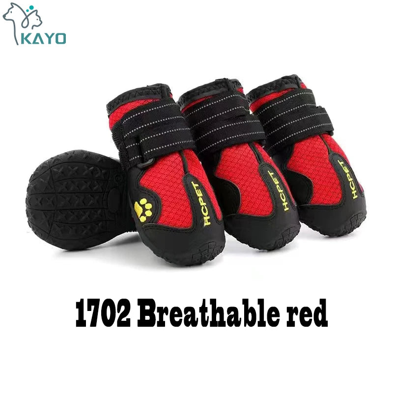 Dog Boots 4-Pack | Waterproof & Breathable, Anti-Slip Rubber Sole, Reflective Velcro Straps | Sizes 1–8 | RUNGEAR