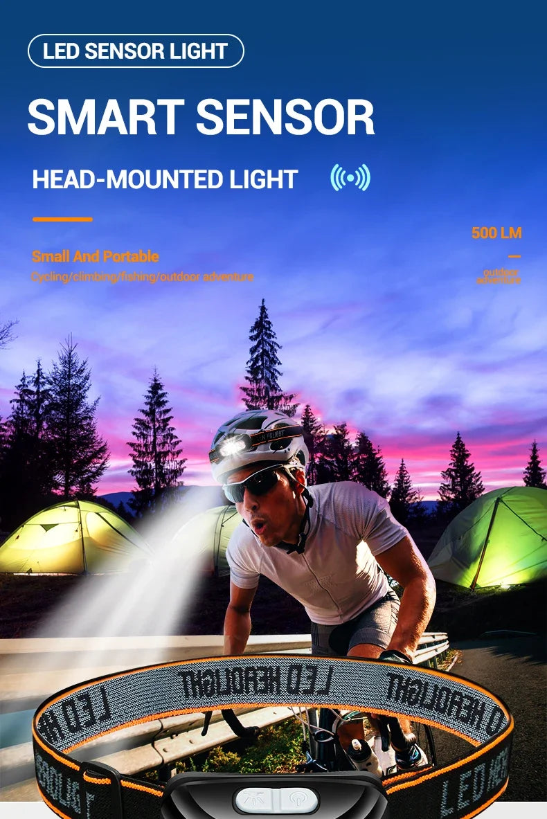 Running Equipment NZ: Mini USB Rechargeable Powerful Sensor Headlamp COB LED Head Light Torch Front Lantern / Rungear