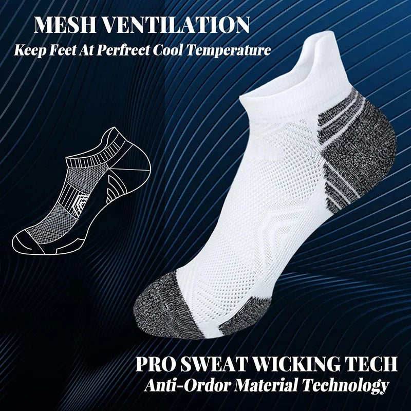 Running Apparel Accessories: 5 Pairs Unisex Ankle Support, Low Cut, Soft Tab Compression Socks / Rungear