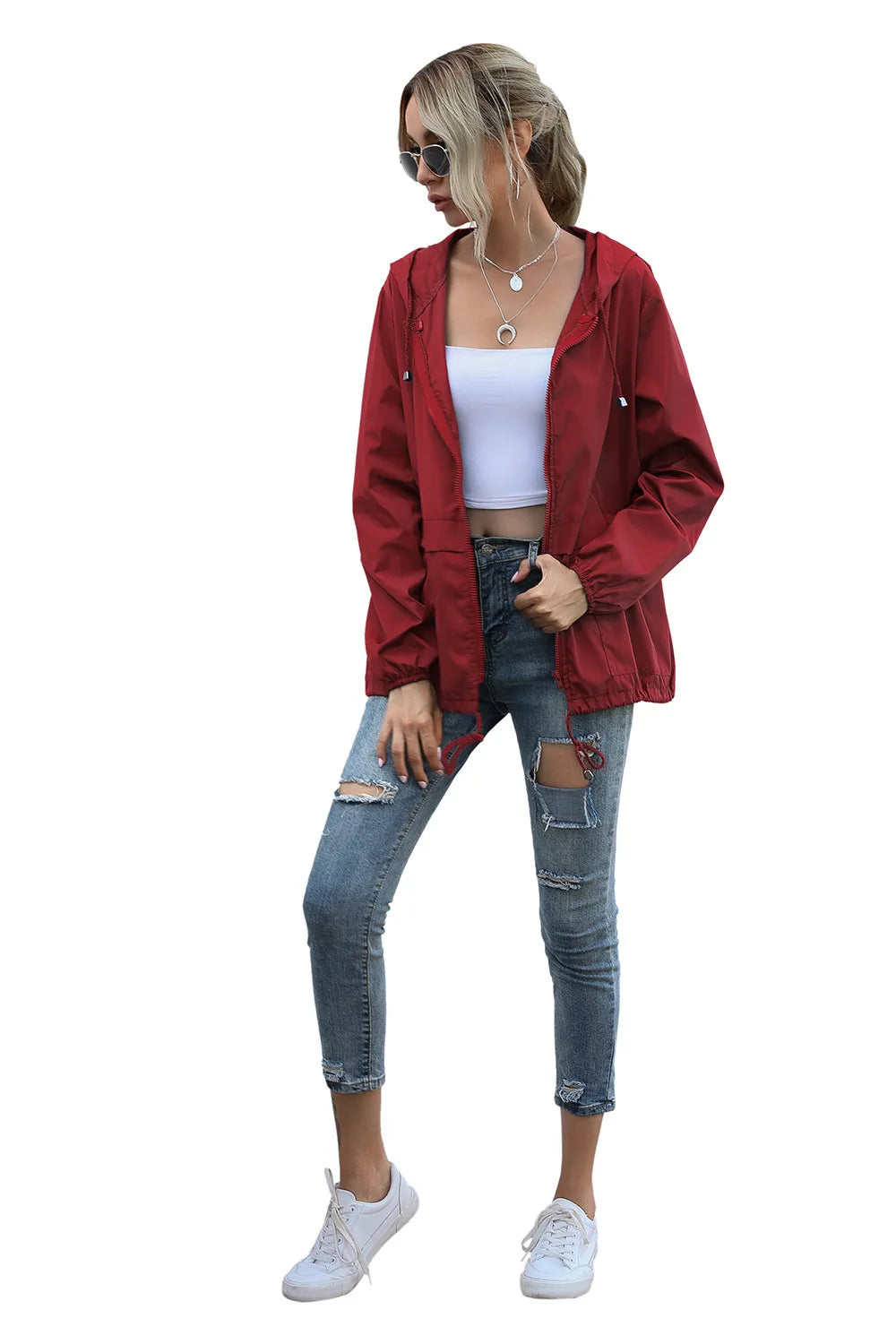 Women's Jackets Apparel: Ultralight, Waterproof, Windproof, Slim Hooded Windbreaker Jacket / Rungear