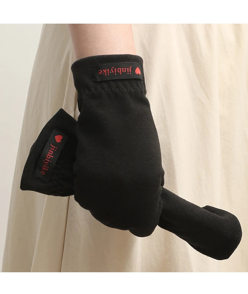 Running Winter Gear: Unisex, Warm, Windproof, Elasticated, Half-Round Mittens for Outdoor Sports / Rungear