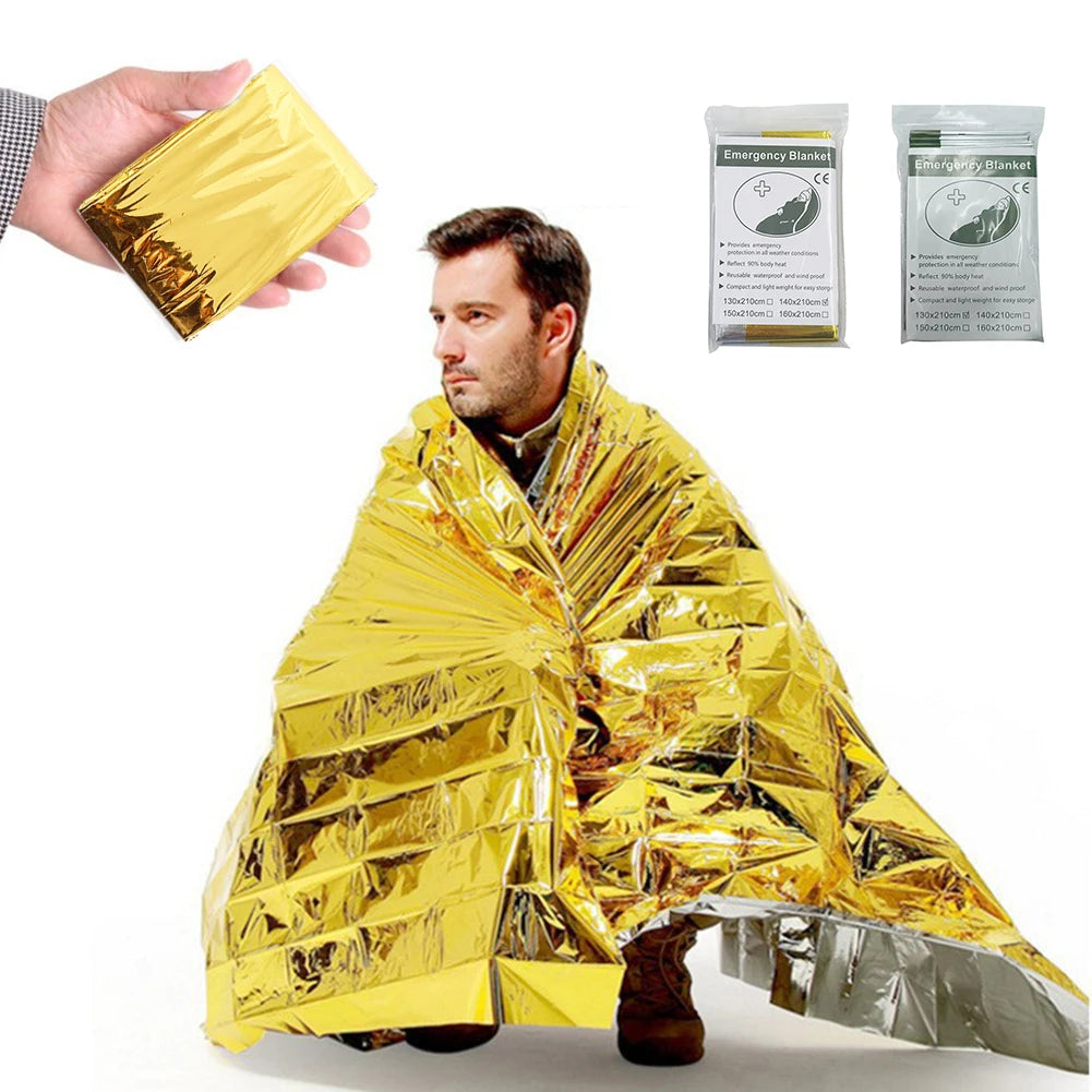 Trail Gear Accessories: 1-10 PC Emergency Thermal, Windproof Foil Survival Blanket / Rungear