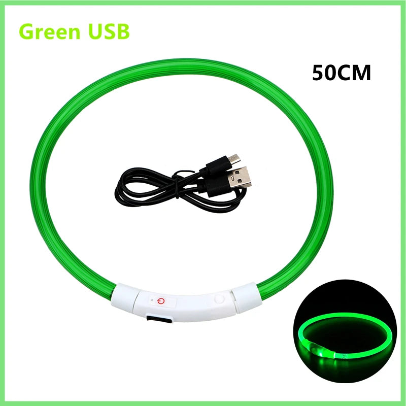 Pet Safety Gear: USB, Adjustable LED Rechargeable Safety Collar For Large Small Dogs / Rungear