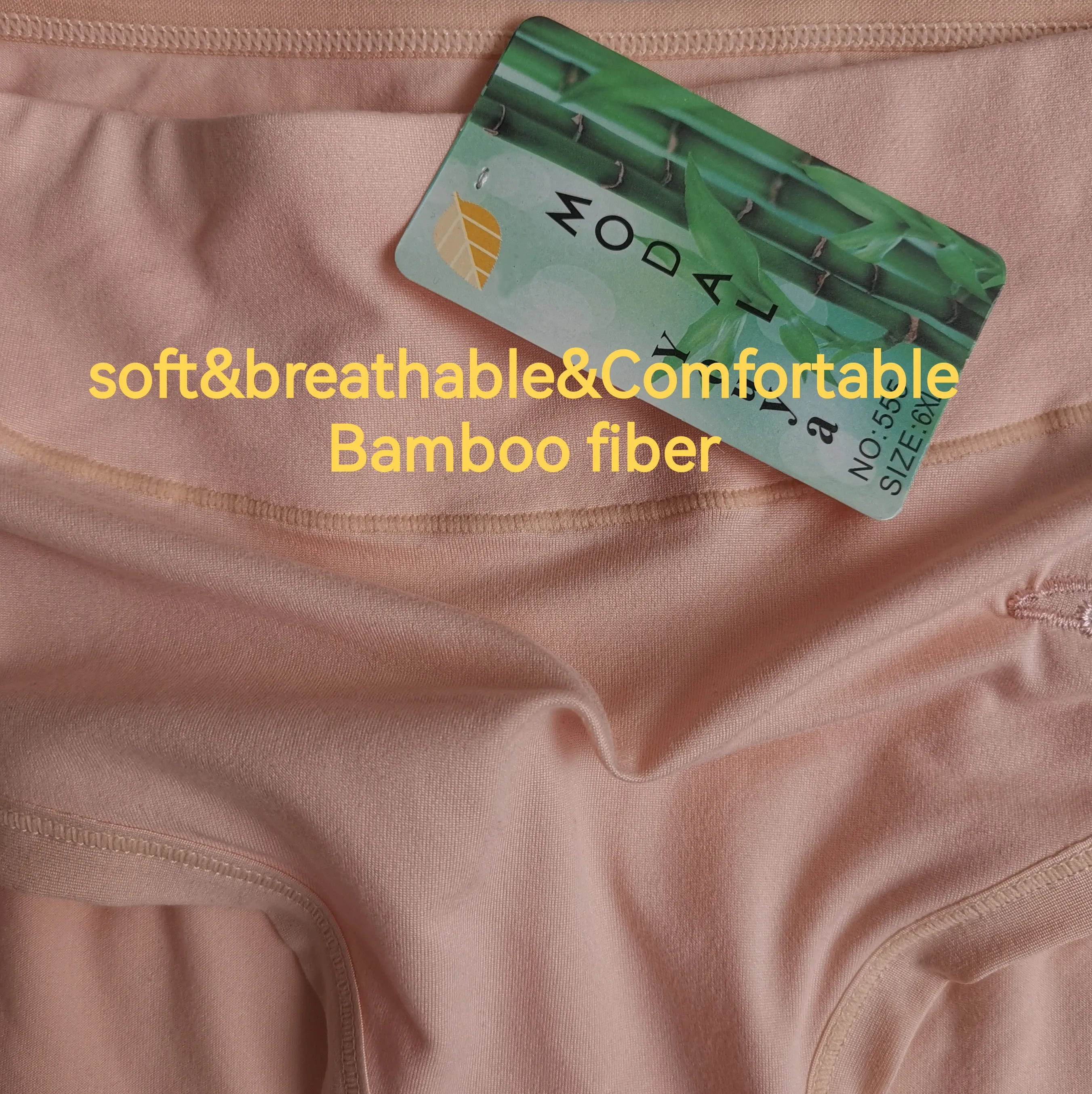 Soft Bamboo Breathable Embroidered Mid-Waist Women's Plus Sized Underwear Briefs