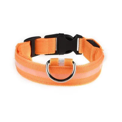 LED Light Night Safety Anti-Lost Nylon Adjustable Collar For Dogs