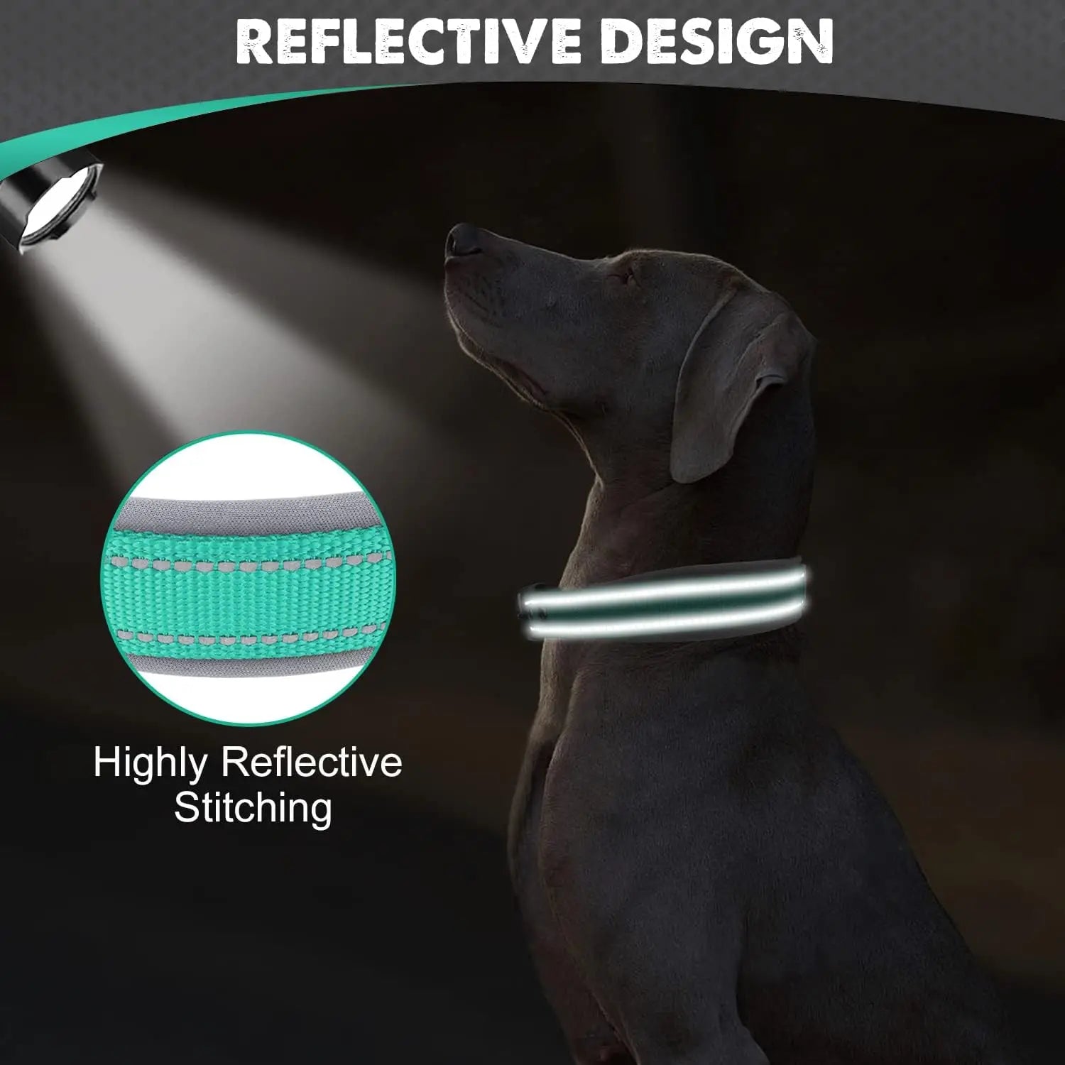 Reflective Dog Collars: Reflective, Adjustable, Heavy Duty Nylon Neoprene, Wide Padded Dog Collars for Small, Medium, Large Dogs / Rungear