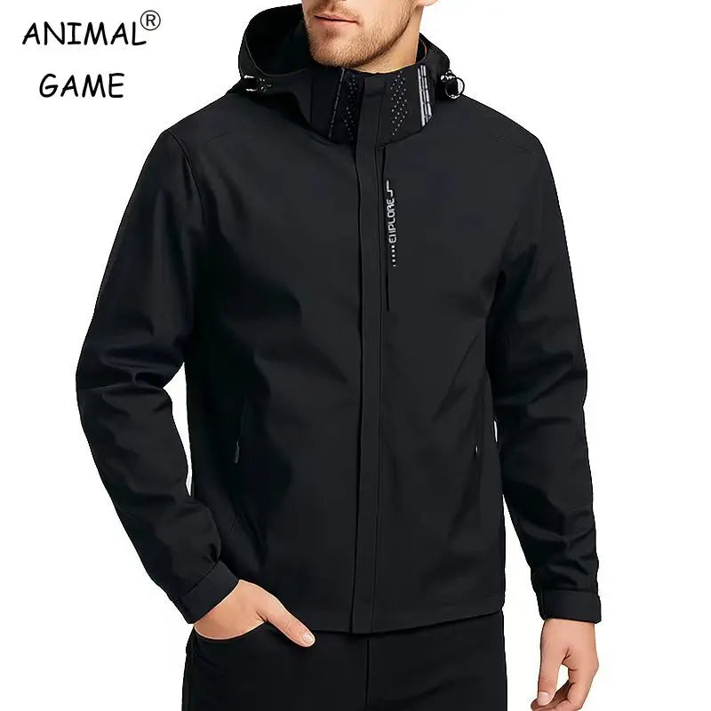 Men's Winter Apparel: Waterproof, Windproof, Lightweight, Raincoat Jacket With Hood / Rungear