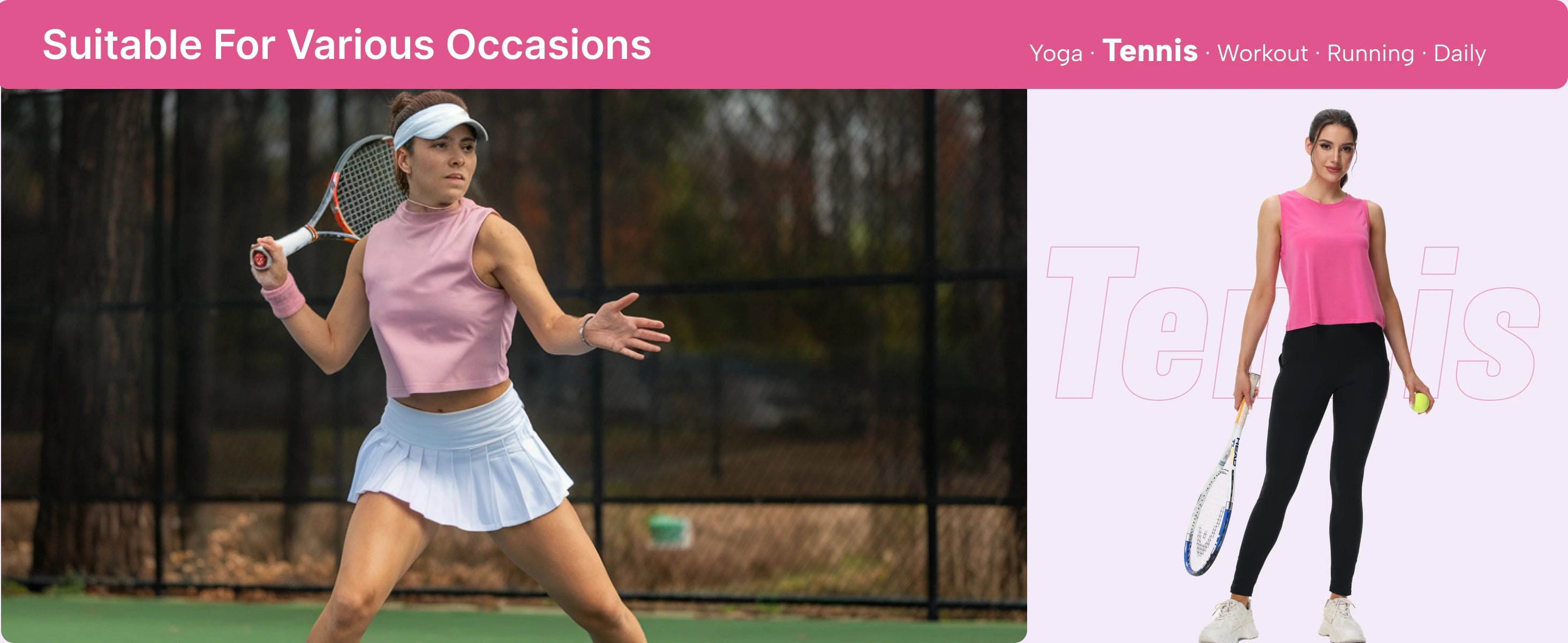 Women's Moisture-Wicking Clothing: TACVASEN Sleeveless, Loose Fit, Crew-Neck, Workout Crop Tank Tops / Rungear