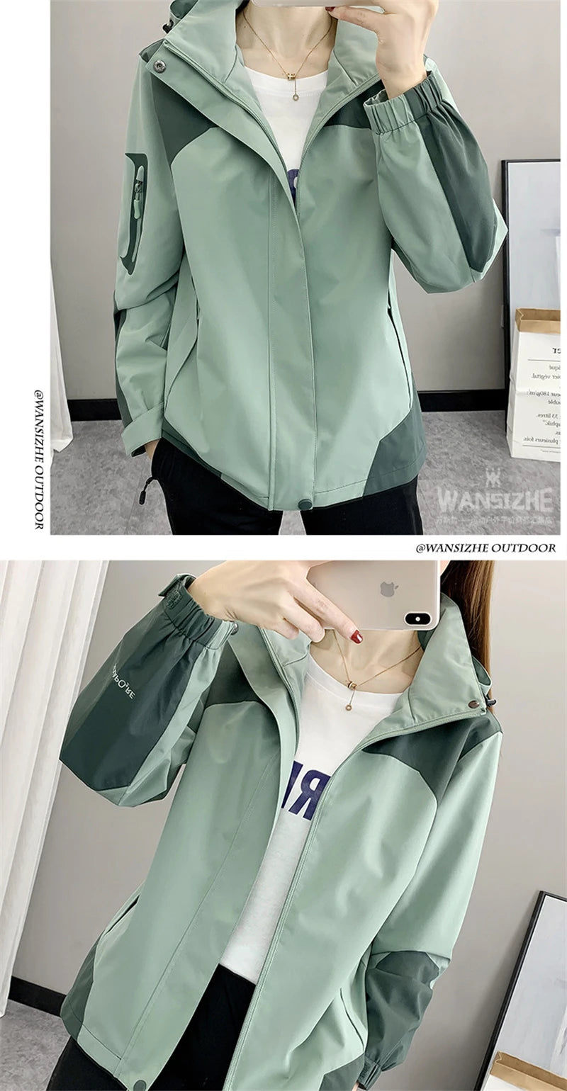 Women's Jacket Apparel: Waterproof, Windproof, Single-layer, Long Sleeved Hooded Jacket with Zipper / Rungear