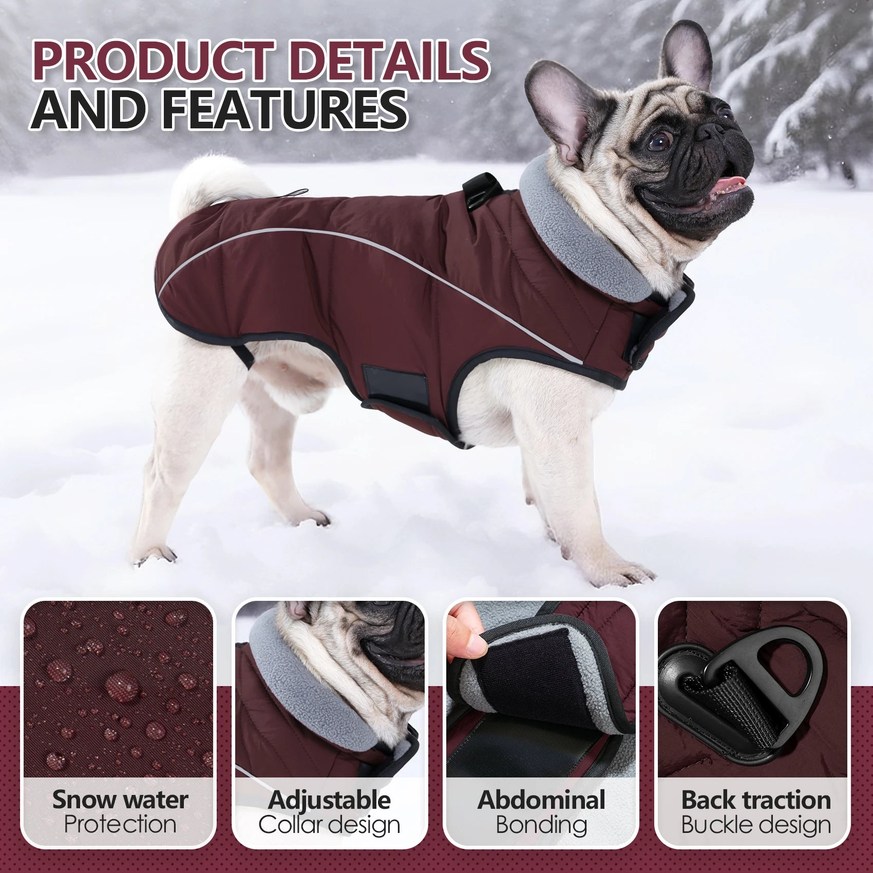 Dog Jackets Gear: Waterproof, Winter, Warm Windproof, Reflective, Adjustable Jacket Vest for Dogs With Hook & Loop / Rungear