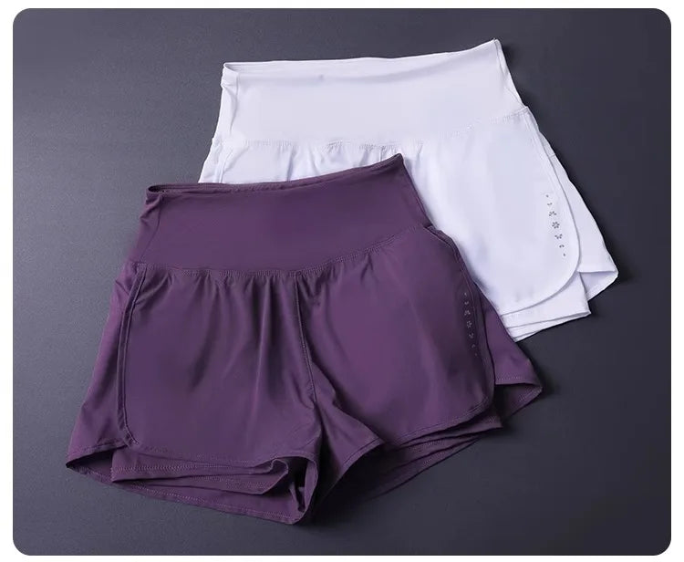 Women's Quick Dry Shorts: Lightweight, Breathable, Split Side 2 in 1 Fitness Shorts with Pockets / Rungear