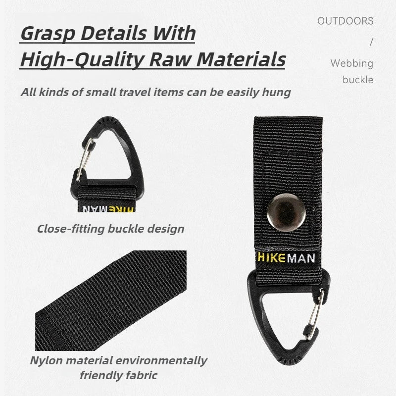 Trail Gear Accessories: HIKEMAN Nylon Webbing Carabiner, Multi Tool Clip Keychain / Rungear