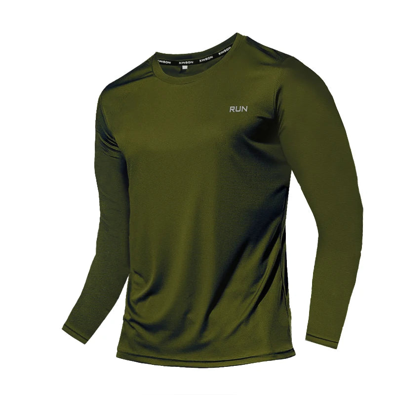 Men's Quick Dry Apparel: Long Sleeved, Breathable, Sweat Absorbing Shirt for Running, Hiking, Outdoor Sports / Rungear