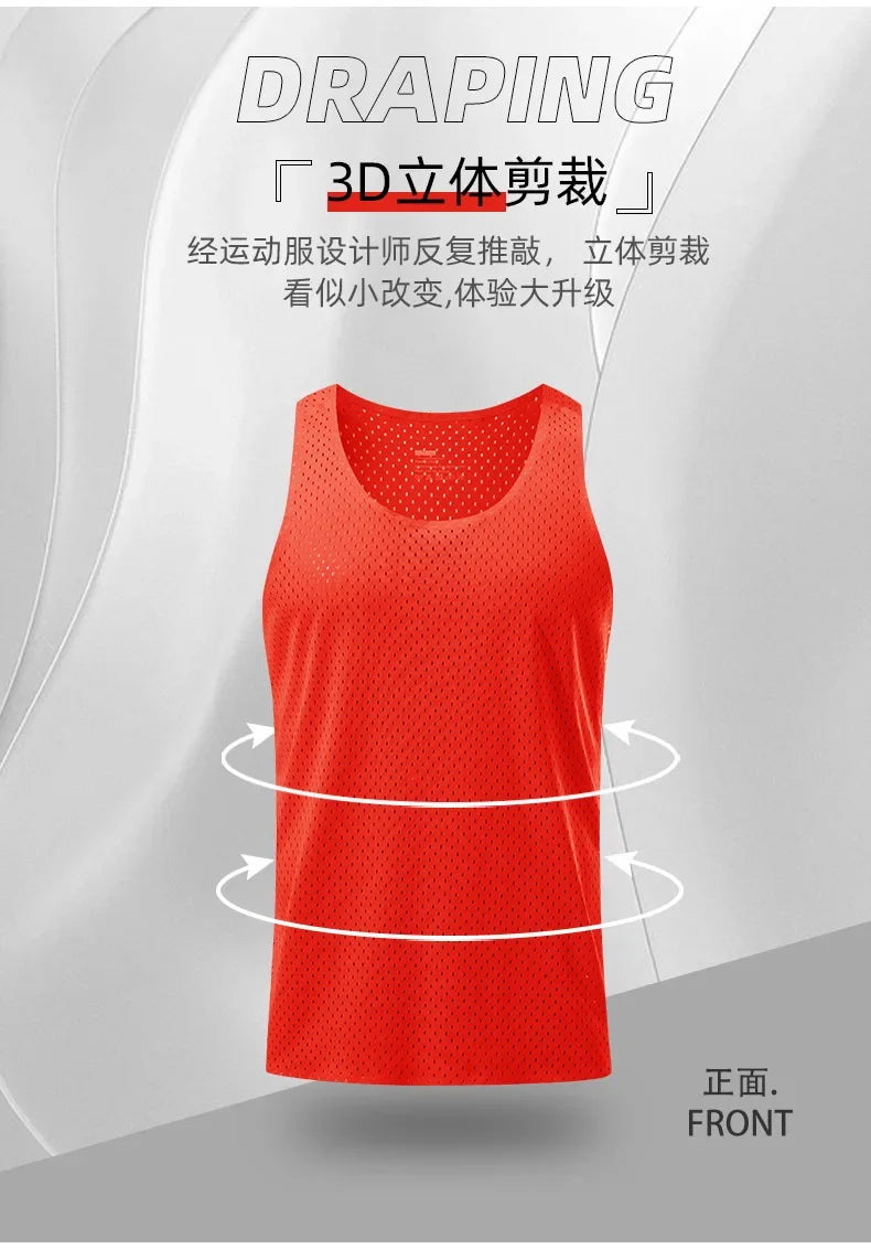 Men's Running Marathon Apparel: Summer, Sleeveless Marathon Long Distance Running, Quick-Dry, Breathable Mesh Sports Top / Rungear