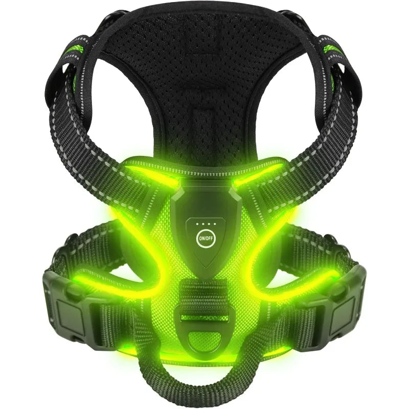 LED Rechargeable Luminous Dog Harness Essential for Dog Walking Safety at Night Dog Vest with Three LED Light Modes