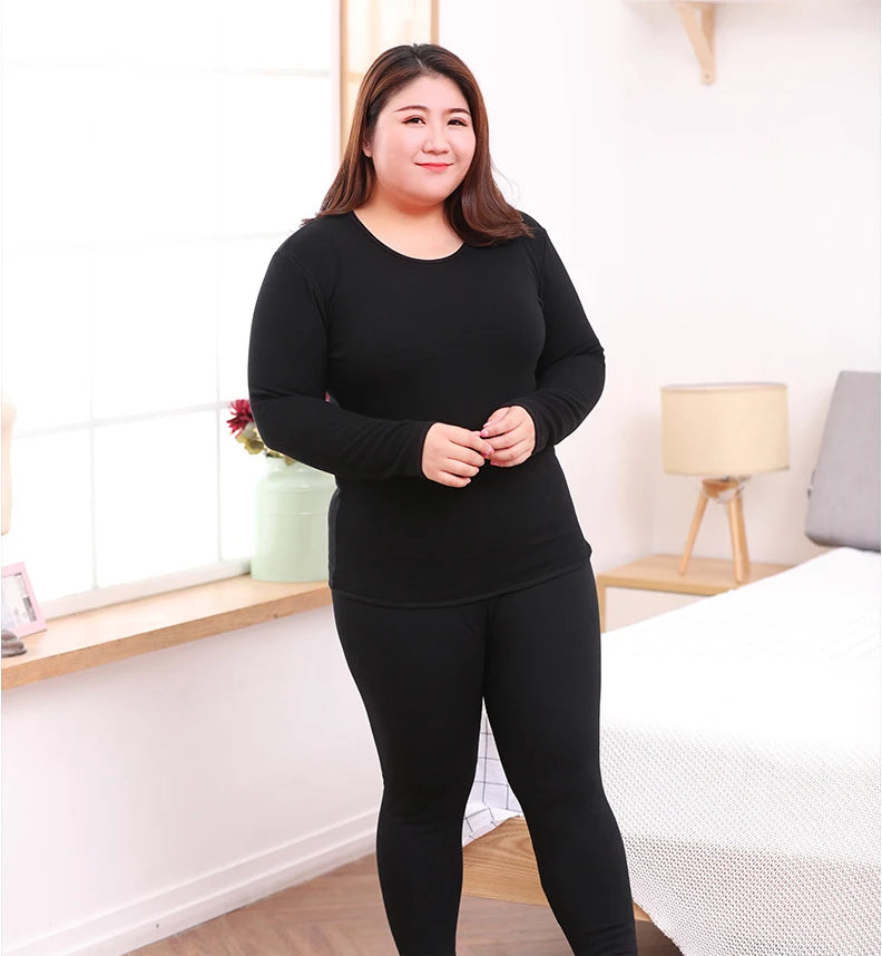 Women's Thermal Apparel: Plus Size, Warm Base Layers Long John Thermal Underwear And Undershirt Sets / Rungear