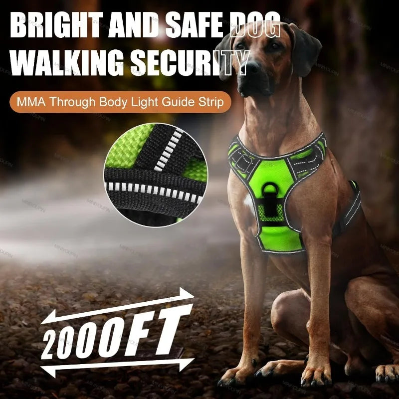 LED Rechargeable Luminous Dog Harness Essential for Dog Walking Safety at Night Dog Vest with Three LED Light Modes