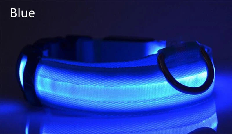 LED Light Night Safety Anti-Lost Nylon Adjustable Collar For Dogs