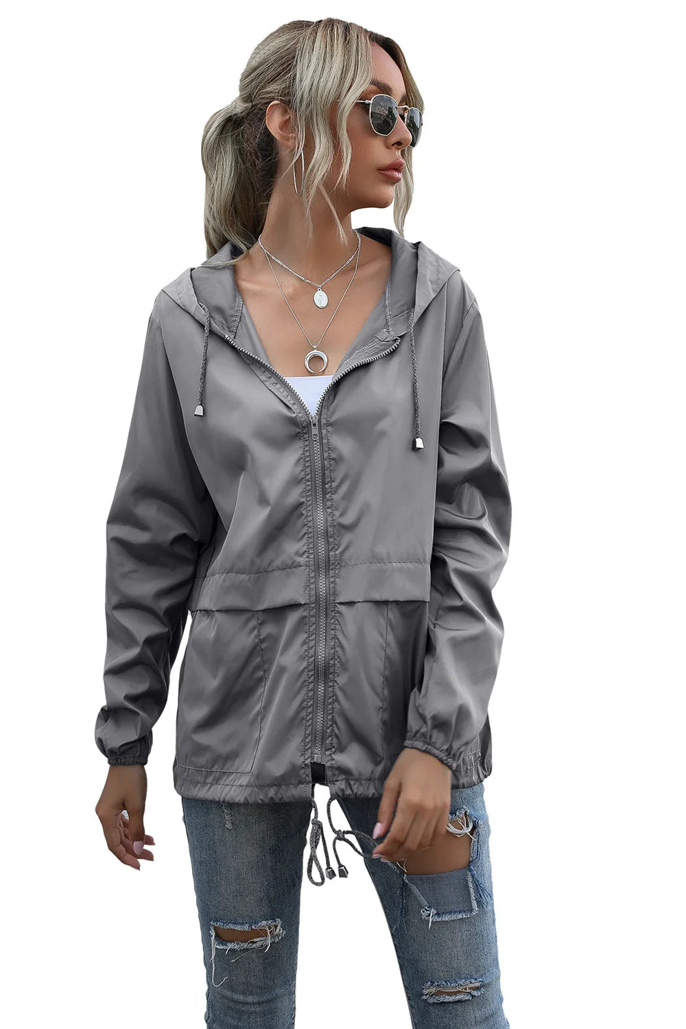 Women's Jackets Apparel: Ultralight, Waterproof, Windproof, Slim Hooded Windbreaker Jacket / Rungear