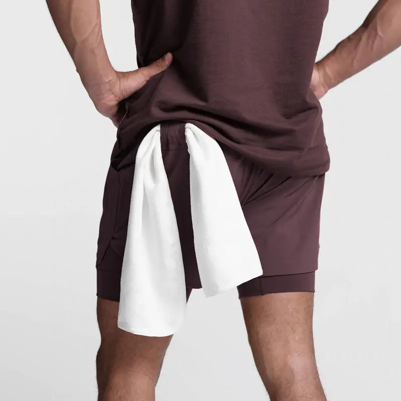 Men's Double Layer Shorts: 2 in 1 Breathable, Double Layer, Quick Dry, Running Workout Sports Shorts / Rungear