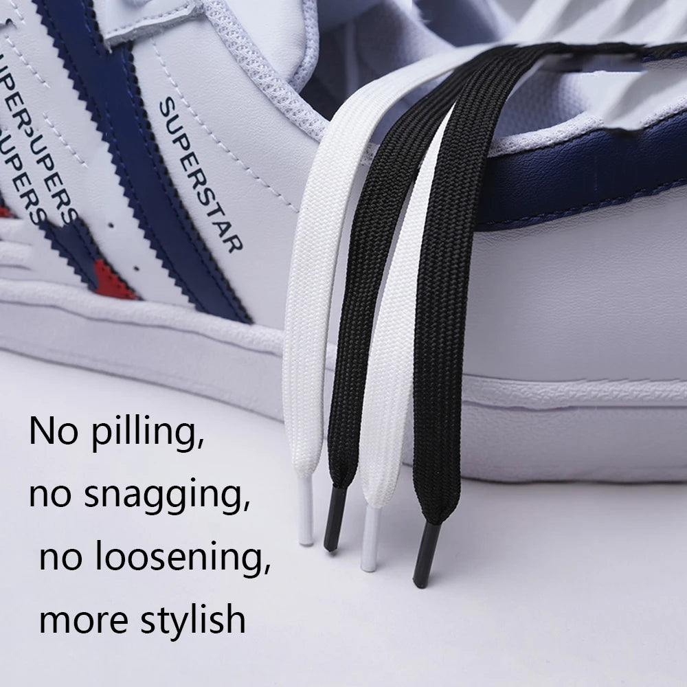 Sports Shoe Accessories: 1PR Classic Double Fabric Non-Slip Shoelaces  Black White 70/80 /90/100/120C / Rungear